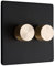 Dowsing & Reynolds Double LED Dimmer Light Switch 2 gang 2 way 5-150W Matt Black with Brass Knobs