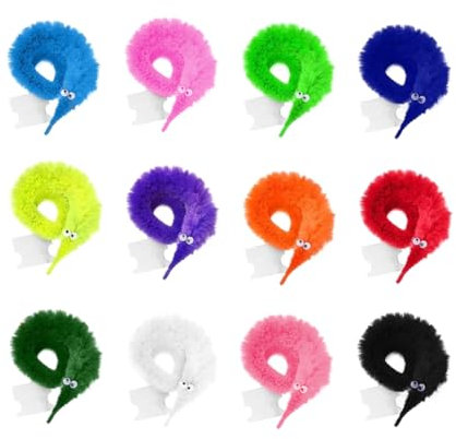 QEQSHQO 12pcs Fuzzy Wurm Spielzeug Magische Raupe Magic Worm Magische Wurm Spielzeug Bunt Wurm Spielzeug Twisty Zauberwurm Wiggly Worm Für Street Magic Haustierspielzeug Für Kätzchentraining