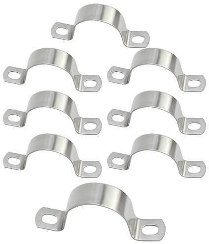 VEGCOO 8 Pièces Collier De Serrage Inox 50mm, Collier De Serrage Pour Tube Acier, Imperméable Collier Serrage Inox Fixation Pour Tube, Collier Serrage Inox Pour Tuyau De Gaz/Tuyau En Plastique