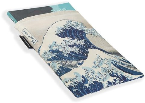 Halta Definizione - Book Cover, Pratica Custodia per Libro Imbottita in Tela Stampata con un'Opera d'Arte di Kanagawa, Ideale per Contenere e Proteggere Libri o Altri Accessori, 19 x 25H cm, Onda