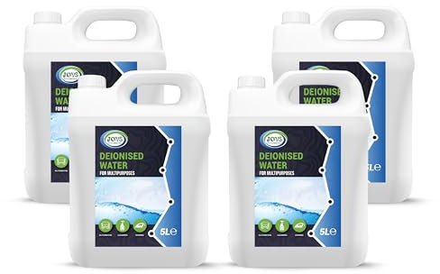 JOVS Deionised Water 4x 5L – Purified, Demineralised Water for Car Batteries, Steam Irons, Radiators, Cleaning – Mineral-Free, Limescale Prevention, Perfect for Household & Automotive Use.