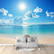 Fototapete Natur Strand Mit Blauem Himmel wandbild 300 x 210 cm Vliestapete für Wohnzimmer Schlafzimmer Büro Wandtapete Hellblau panorama-tapetenwandbild Wand tapete dekoration