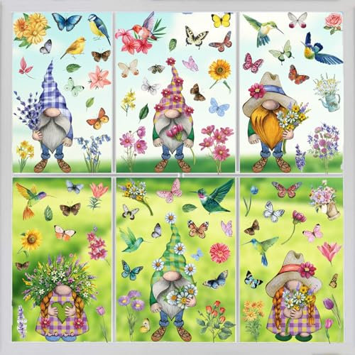 Blatt Zwerg Fensteraufkleber, Fensterbilder Frühling, Schmetterling Fenstersticker,Für Schlafzimmer, Wohnzimmer, Fenster, Treppe, Vitrine, Heimdekorationen