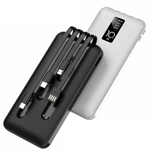 Power Bank di alimentazione portatile da 20000 mAh, Caricabatterie Rapido con 4 Cavi USB