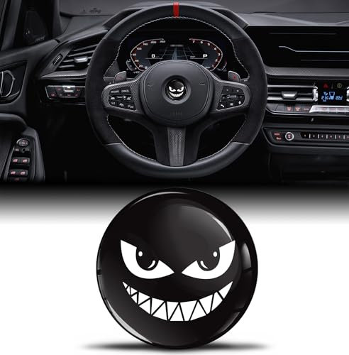Biomar Labs 3D Silikon Aufkleber Kompatibel mit BMW 36131181082 Emblem Lenkrad 45mm Plakette Zubehör Teile Decals Lenkrad Dekoration Schwarz V 49