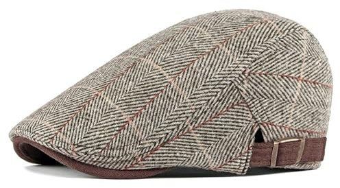 UILYNIU Schiebermütze Barret Flat Cap Schirmmütze für Herren Damen, Einstellbar Newsboy Cap, Baskenmützen Golfermütze, Schirmmützen Cabbie Hunter Hat, Newsboy Mütze Driving Hüte, Einheitsgröße (Braun)