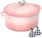 Umite Chef Cocotte en fonte émaillée avec couvercle – Batterie de cuisine robuste pour la cuisson du pain, le braisage, les ragoûts, le rôti, les idées et cadeaux de liste de mariage (rose)
