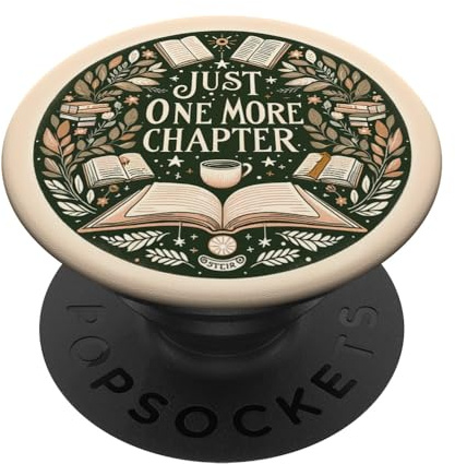Just One More Chapter Bookish Book Reading Beige PopSockets Klebender PopGrip