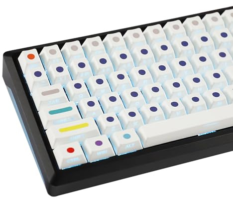 YMDK Dots Color Keycap Full Set 134 Keys Dye Sub Top Print Profile Side-lit Shine Through PBT Keycaps for MX Mechanical Keyboard
