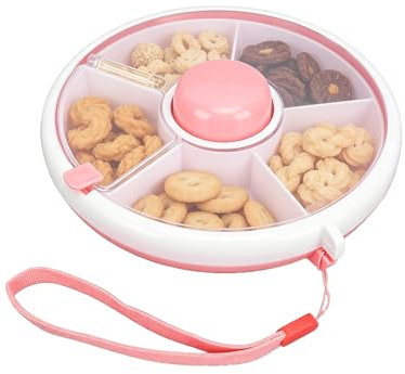 Rotierende Kinder -Snack -Behälter, 5 Fach tragbare Versiegelung Obst Snack Box mit Handgurt für Erwachsene Kind, Zuhause, Schule, Reisen (-2016240006212)