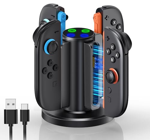 FYOUNG Kompakte Ladestation für Joy Con 2 (2025) - Controller Ladestation für Nintendo Switch 2 Charger Zubehör mit LED-Anzeige (Nicht für Switch 2017 und OLED)