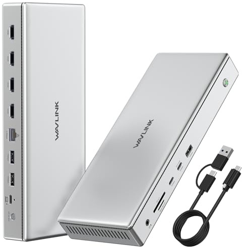 WAVLINK Docking Station para 4 Monitores, 4 Pantallas 4K para Mac/Windows, Dock Station DisplayLink con 4X HDMI, PD 100W, Ethernet 2,5 G, USB-A/USB-C 10G, SD/TF 4.0, Audio, Requiere Controlador DL7400