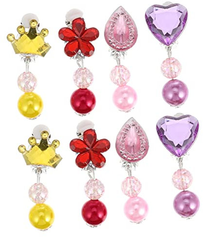 MILISTEN Ohrclips für Mädchen 4 Paar Dekorative Clip On Ohrringe Kinderschmuck für Besondere Anlässe und Alltag Nicht Durchdringende Ohrclips mit Bunten Designs