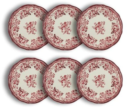 NOVASTYL - Lot de 6 assiettes plates faustine 26cm en porcelaine rose - 2614870