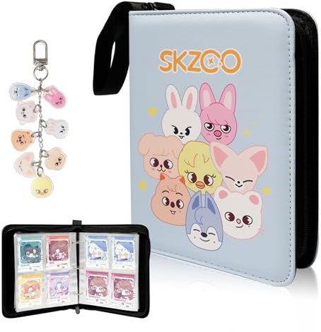 Neikafan Kpop Photocard Binder Stray Kids und Schlüsselanhänger Skzoo | Kpop Merch Photocard Holder Book Stray Kids Sammelkarten SKZ Album 400 Taschen Geschenke für K-pop Merch Fans, STAY