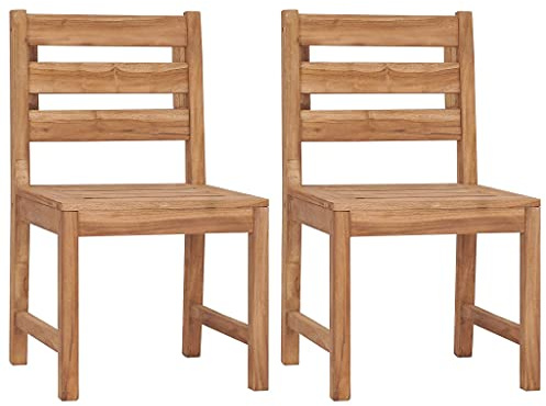HaoChrymec Gartenstühle 2 STK. aus Teakholz, Massivholz, Relaxsessel für Garten, Balkonstuhl, Gartenmöbel Set, Naturholz, 50 x 59 x 90 cm