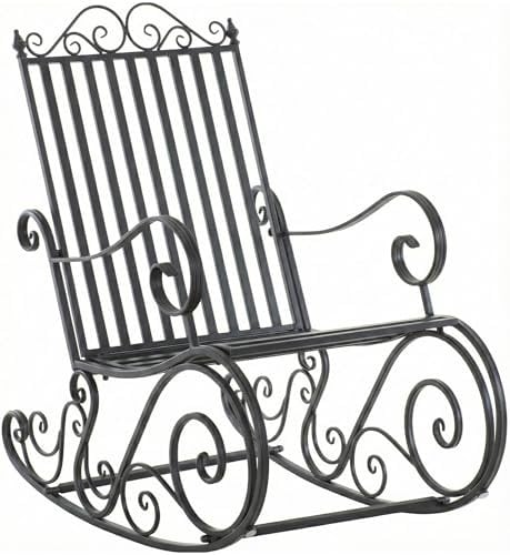 CLP Schaukelstuhl Relaxstuhl Smilla, wetterfest für Garten, Metallgestell, ergonomisch, Landhausstil, Outdoor Sessel, Farbe:anthrazit