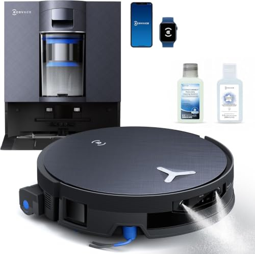 ECOVACS DEEBOT X12 OMNICYCLONE Robot Vacuum and Mop, FocusJet Pre-Spray | OZMO Roller 3.0, 22,000Pa BLAST Suction, Auto Carpet Shield, Bagless Station, ZeroTangle 4.0, PowerBoost Charging