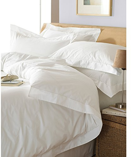 Paoletti 5-Star Hotel Quality Oxford Double Bed Size Duvet Set - 200 Thread Count Percale White Cotton - Machine Washable