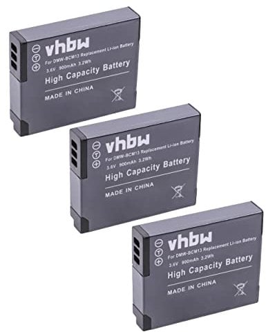 vhbw 3X Akku kompatibel mit Panasonic Lumix DMC-ZS30 Kamera Digicam DSLR (900mAh, 3,6V, Li-Ion)