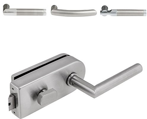 ck-türbeschläge Glastürschloss D WC | integrierter Knauf | V2a Edelstahl matt | ohne Bänder (Drücker: Orlando)