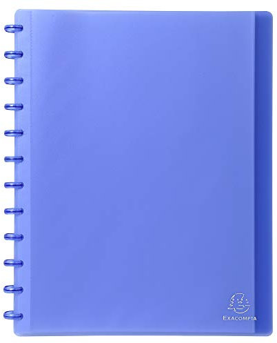Exacompta - Réf. 86352E - 1 Protège-documents amovible à anneaux avec 30 pochettes grainées détachables - 60 vues - pour A4 - dim 24,5 x 31 cm - couverture rigide translucide - couleur bleu