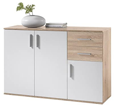 möbelando Kommode Freida II Sonoma hell/Weiß
