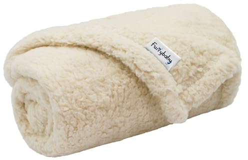 furrybaby Premium Fluffy Fleece Dog Blanket, Soft and Warm Pet Throw for Dogs & Cats Beige (Small (60x80cm))