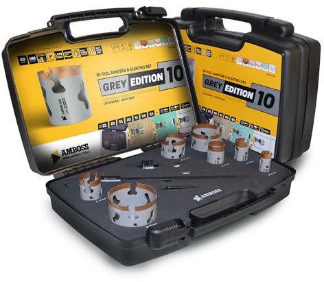 Amboss Universal-Lochsägen Set Ø 22-83 mm | 10-teilig | inkl. 6-kant Aufnahme | HM Power Set…