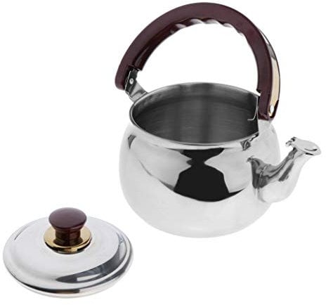 0.6~4.7L Stainless Steel Whistling Kettle Electric Stove Gas Hobs Camping, Silver, 1.0L