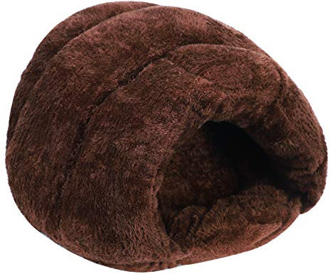 ITODA Hundehütte Haustier Schlafsack Bettchen für Hund Katze Welpe Hundehöhle Katzenhöhle Verdicktes Hundebett Weiches Katzenbett Schlafplatz für Zuhause Hundehaus Katzenhaus (Dunkelbraun)