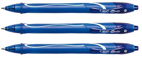 BIC Gelocity Quick Dry Gelstifte, mittlere Spitze, Blau, 3 Stück