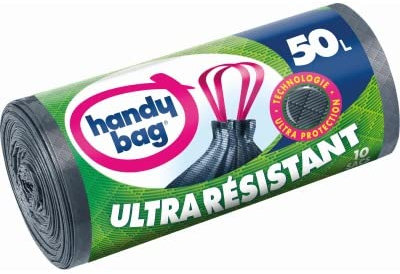 Handy Bag Sacs poubelle à poignées coulissantes, 50 litres - Les 10 sacs