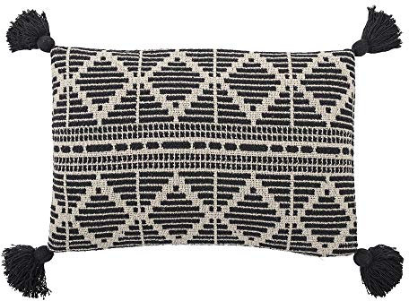 Bloomingville Kissen, schwarz, Baumwolle, 60cm
