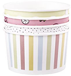 Kram Pack de 25 tazas de helado de 250 ml, cuencos de postre coloridos, recipientes de alimentos, recipientes de papel (25, sin cucharas)