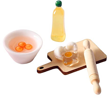 Sharplace Puppenhaus Zubehör, Wichtel Zubehör Miniatur Wichtel Zubehör 1/12 Miniatur Puppenhaus Eier Nudelholz Küche Backen Set Zubehör, Puppenhaus Mini Möbel