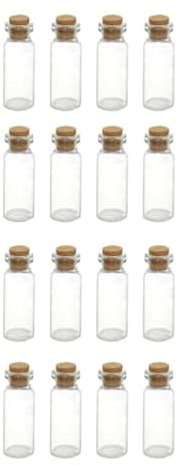 WYAN 16 mini botellas de cristal con tapones de corcho, botellas de vidrio con mensaje para decoración de manualidades, regalos de boda, regalos de fiesta de deseos