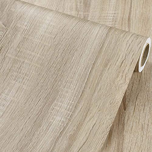 Autocollant de Meubles en Papier de Bois Clair en Rouleau de Vinyle adhésif en Bois Rustique pour armoires étagères Sticker Mural de Bureau, 40CMX3M
