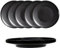 Kadum schwarze Frühstücksteller aus Keramik | 6 Stück Gourmetschale | flache Essteller Keramikteller 26 cm | schwarze Teller Servierteller Dessertteller 6-teilig
