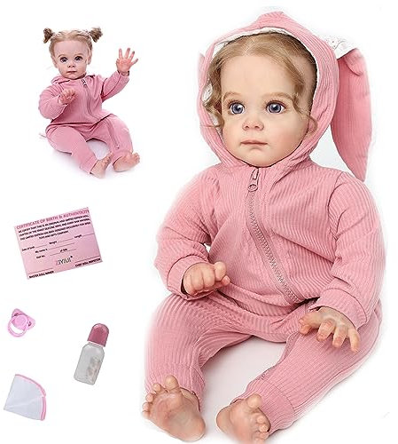 AIBAOLIAN Muñecas Reborn 24 Pulgadas 60 cm Bebe Reborn de Ojos Azules Muñecos Realista Bebe Reborn Silicona Niño Niña Regalo Juguete Bebé Reborn