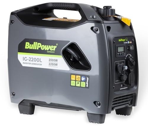 BullPower IG-2200L - 2000W Benzin Digital Inverter Generator Stromerzeuger 230V 12V 2x USB - 4-Takt - 3,4PS - LCD Display