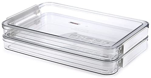 BTSKY 2 Pack Clear Small Size A4 Document Storage Box with White Snap-Tight Lid - PET Files Documents Magazines Notebooks Box Organizer Desk Storage Box Holder