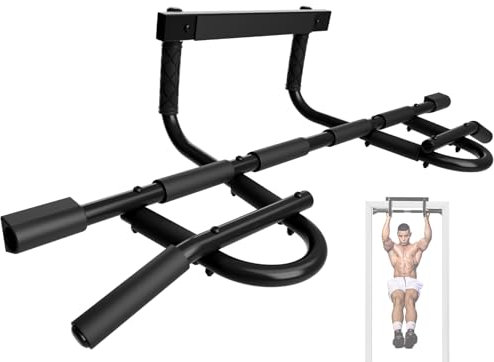 Yes4All Heavy Duty Pull Up Bar for Doorway, Solid Main Bar Construction, Multi-Grip Pull-Up Bar for Home Gym Workout, No Screws Portable Doorway Pull Up Bar
