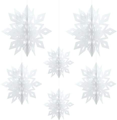 Oblique Unique® 3D Schneeflocken 6er Set Schneekristalle Eiskristalle Deckenhänger Deko für Weihnachten und Winter Dekoration Weihnachtsdeko (Weiß)