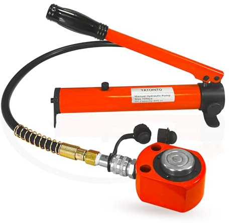 YATOINTO Porta Power Kit, 10 Ton Low Profile Hydraulic Jack with Manual Hydraulic Hand Pump Multi Section Jack, Kit of Porta Power,Mini Hydraulic Lifting Cylinders, Manual Low Profile Jack