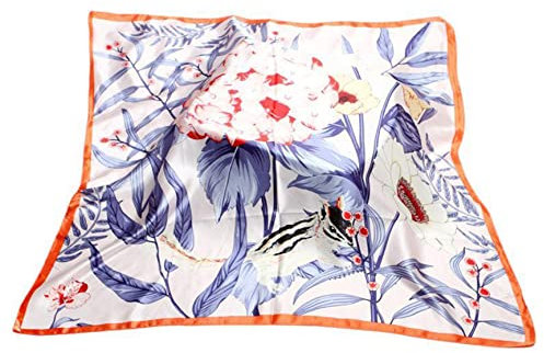 FAIRYGATE Seidenschal Damen Kopftuch Gedruckte Hochwertige Satin Seide Quadratischer Schal Bandana Kopfschmuck Haarband Senior Zubehör Geschenke 78024