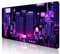 SXCKANG Purple Japanese Anime Große Mauspad für Schreibtisch, Neon Tokyo Street Pixel Art Schreibtischunterlage, Skyline City Schreibtischmatte, 31.5x15.7 Zoll Retro Vaporwave