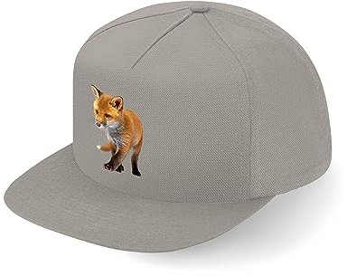 Lauthings Fox Cub Cute Fullcap Art Flat Bill Snapback Cap, grau, One size