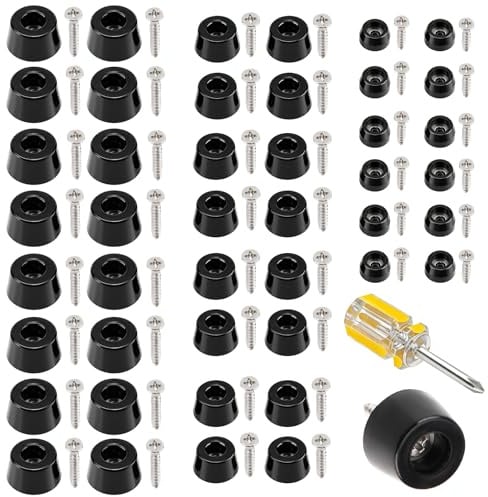 Wkmamo 130 Pcs Pieds en Caoutchouc, Chaises Pieds Ronds en Noir, Découpons et Vissons en Caoutchouc