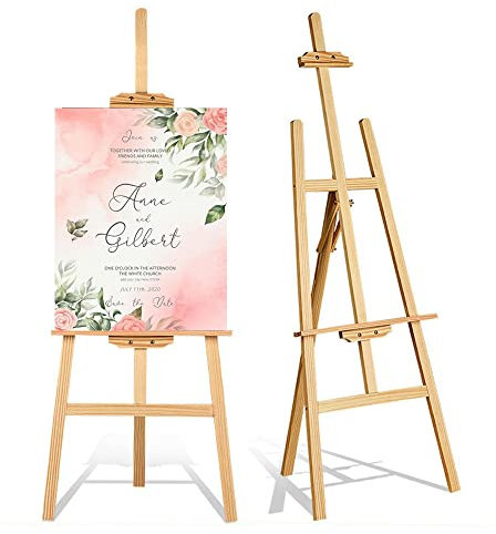 Staffelei Holz groß 150 cm - Staffelei Hochzeit, Höhenverstellbar Staffeleien, Atelierstaffelei Feldstaffelei Holzstaffelei, Leinwand Ständer für Kinder und Erwachsene